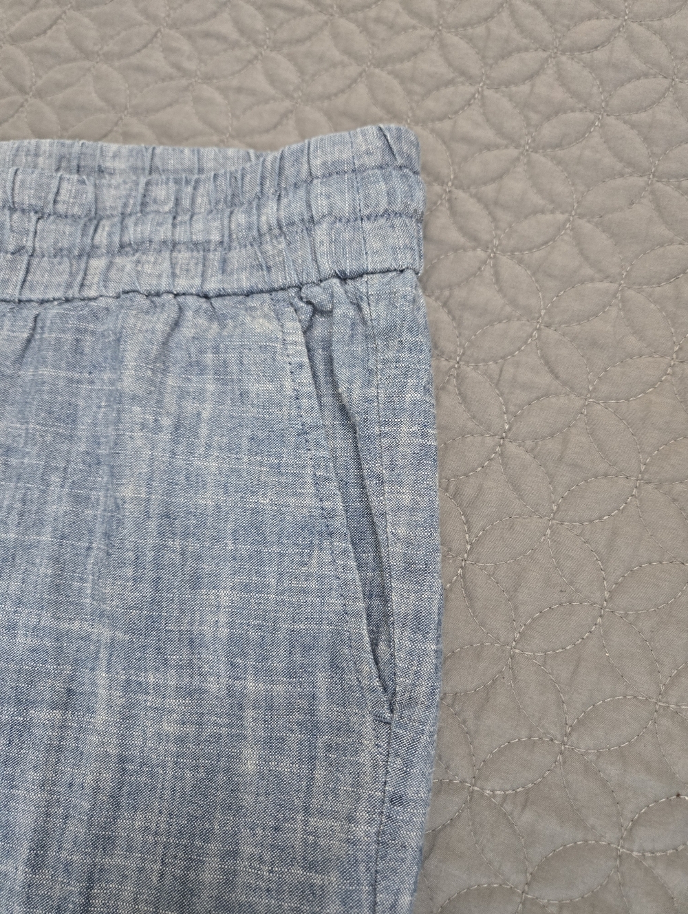 Light Blue Cotton Drawstring Pants - Picture 8 of 9